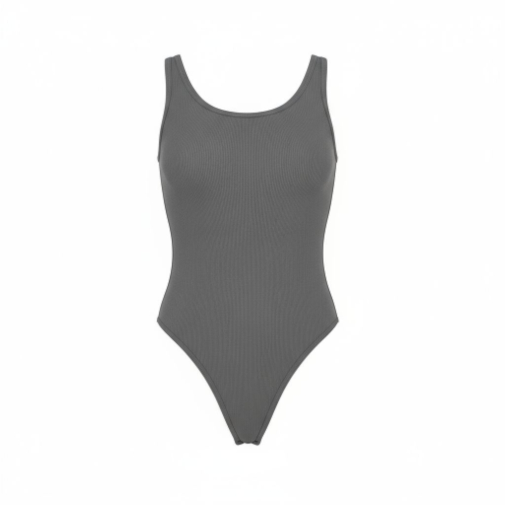 Gigi Amore Gray Ribbed Bodysuit Size Medium